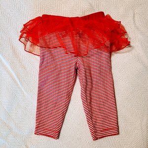 Girls Red Tutu Striped Leggings - 9 mos